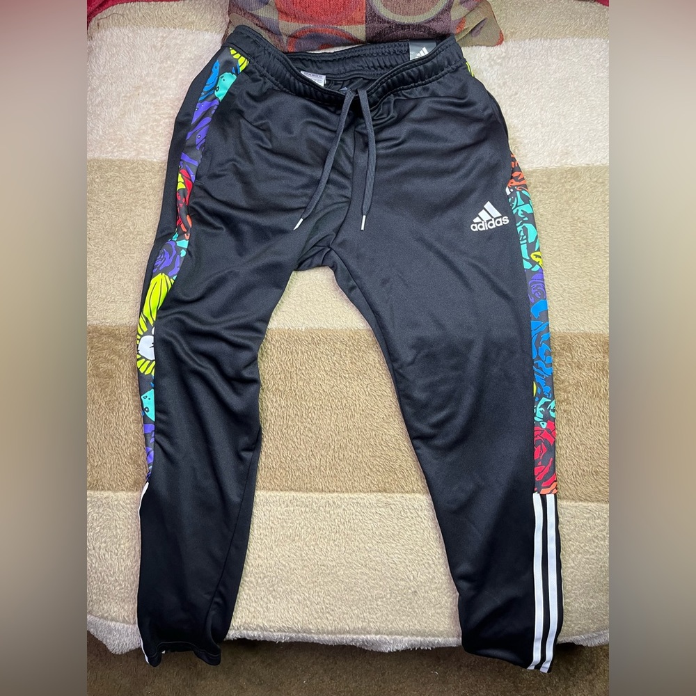 Adidas Trio pants black/multicolor sides size M THIS ITEM HAS BEEN SOLD